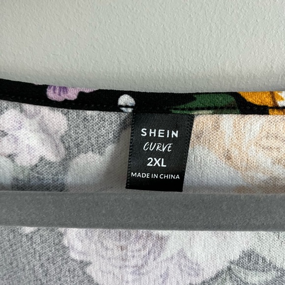 Shein Floral Puff Sleeve Square Neckline Top - Picture 2 of 4